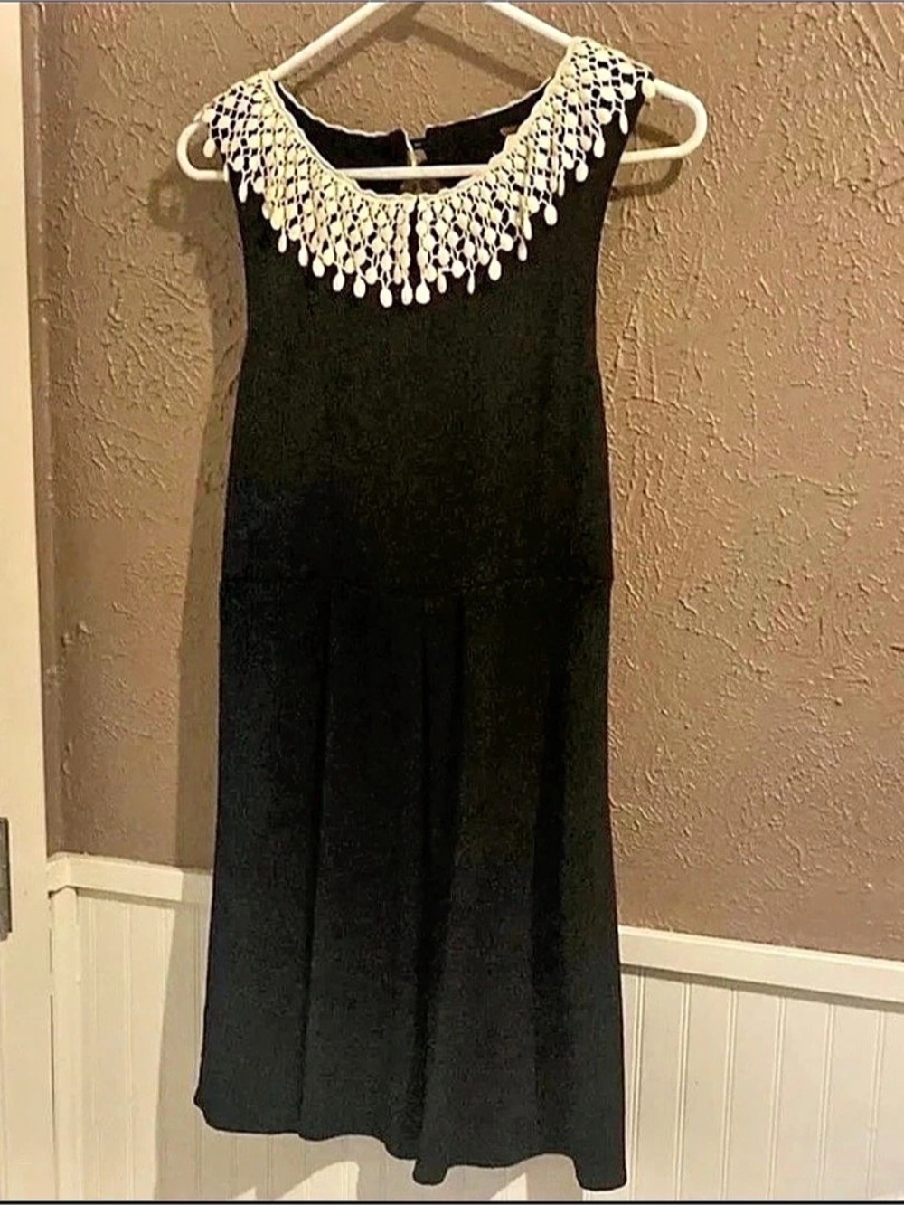 Free People Black & White Crochet Trim Midi Dress Like New